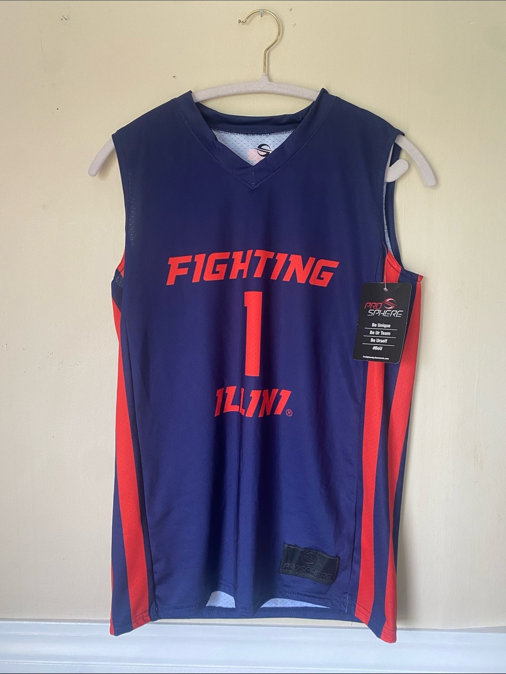 Prosphere Fighting Illini Navy Blue and Orange Basketball Jersey - Illinois lag